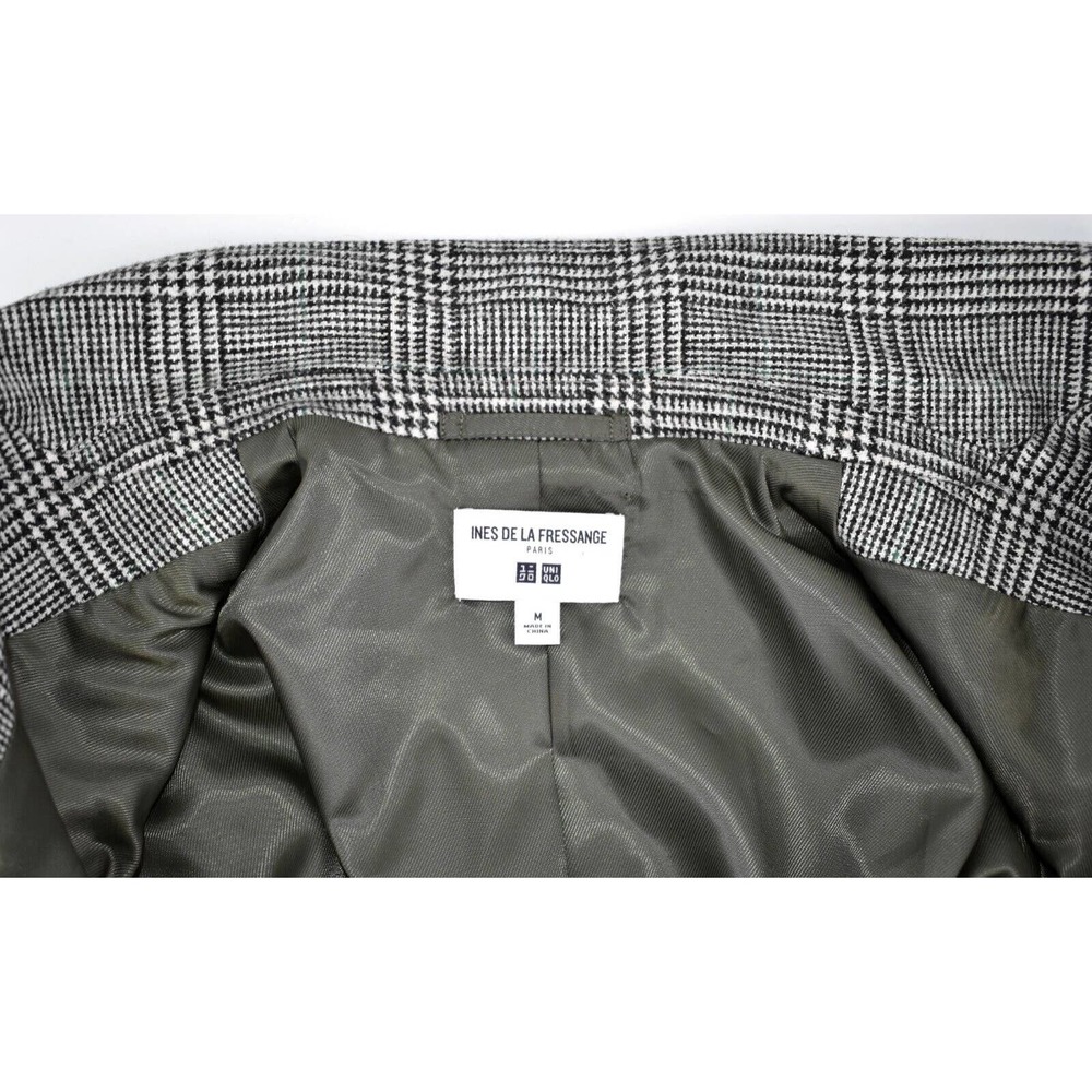 A4 Auth INES DE LA FRESSANGE UNI QLO Black/White Wool Blend Plaid Blazer Size M - Picture 5 of 6